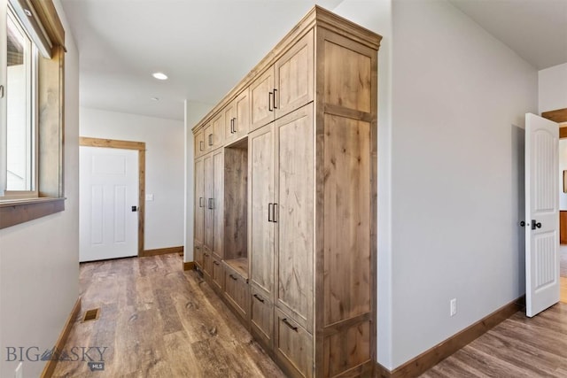 3483 Highline Rd, Manhattan, MT 59741 - mudroom featuring dark wood-style floors, baseboards, and recessed lighting
