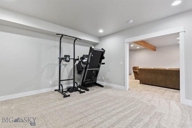 3483 Highline Rd, Manhattan, MT 59741 - workout area with recessed lighting, carpet, and baseboards