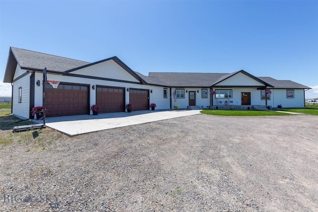 3483 Highline Rd, Manhattan, MT 59741 - ranch-style home with dirt driveway and a garage