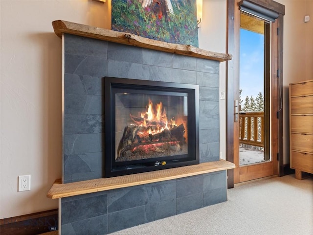 18 Upper Cascade Ridge Rd Unit 18, Big Sky, MT 59716 - detailed view of a fireplace and carpet flooring