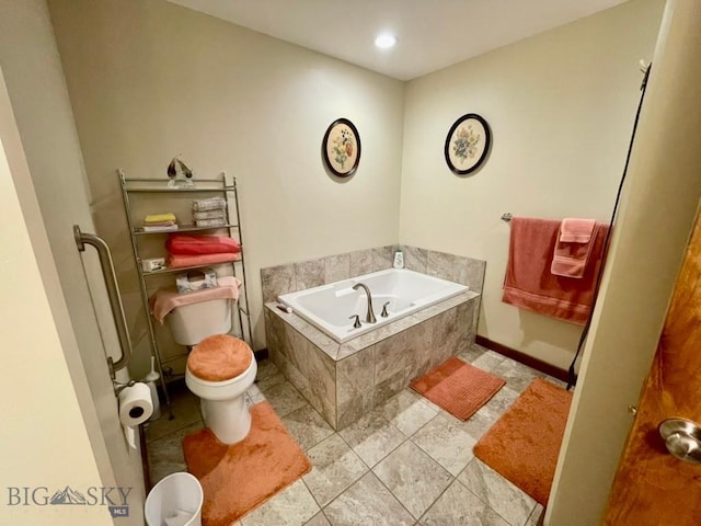 121 Ridge Ct, Dillon, MT 59725 - full bathroom with toilet, a bath, and recessed lighting