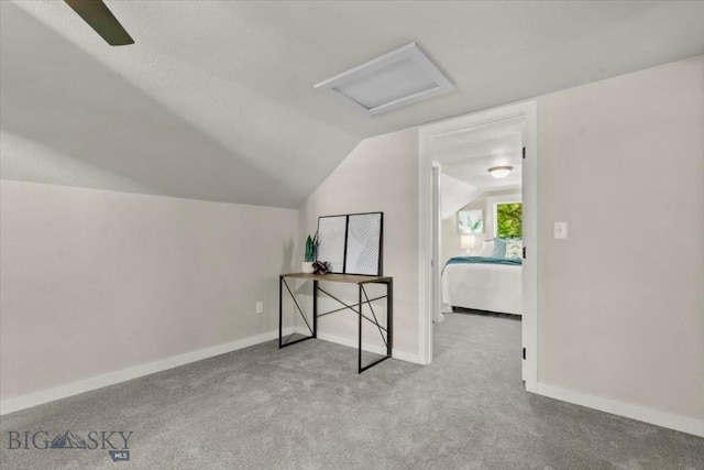 643 Parkhill, Billings, MT 59102 - additional living space featuring vaulted ceiling, attic access, carpet floors, and baseboards