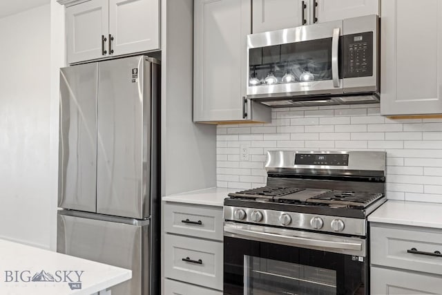 1704 W Lincoln Unit 5B, Bozeman, MT 59715 - kitchen featuring stainless steel appliances, light countertops, and backsplash