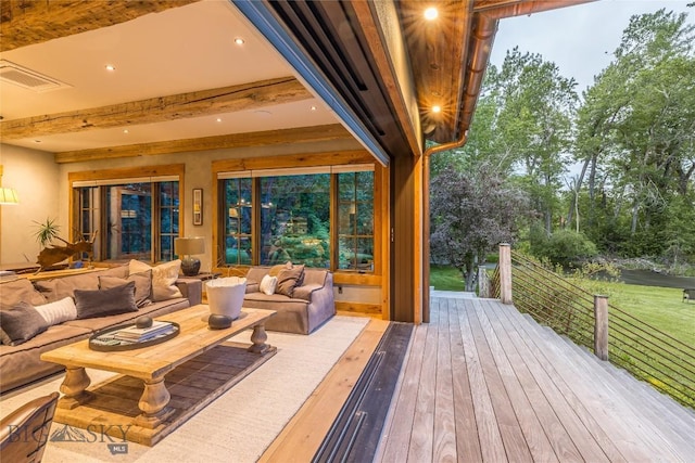 5933 Monforton School Rd, Bozeman, MT 59718 - wooden terrace with an outdoor hangout area