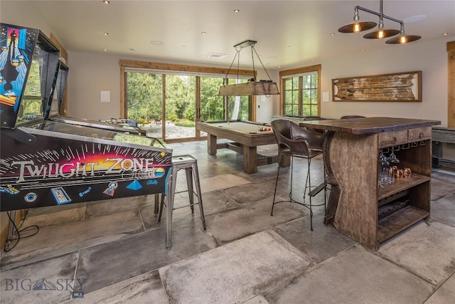 5933 Monforton School Rd, Bozeman, MT 59718 - recreation room with pool table and concrete floors