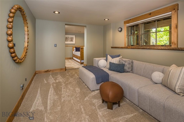 5933 Monforton School Rd, Bozeman, MT 59718 - carpeted living area with baseboards and recessed lighting
