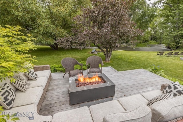 5933 Monforton School Rd, Bozeman, MT 59718 - view of patio with an outdoor fire pit and a wooden deck
