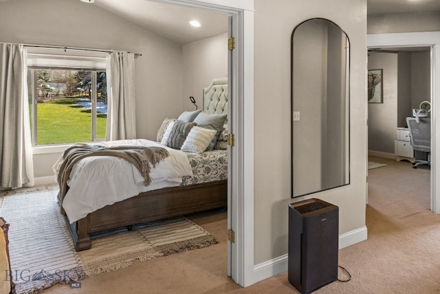 126 Pathfinder Trl, Bozeman, MT 59718 - carpeted bedroom with lofted ceiling and recessed lighting