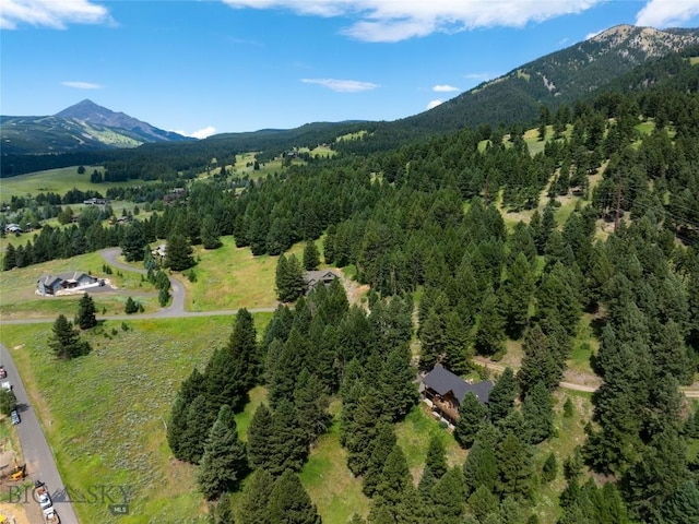 2415 Crazy Horse Rd, Big Sky, MT 59716 - aerial overview of property's location featuring mountains and a forest