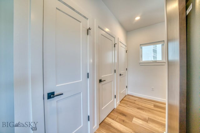 1940 Southbridge Unit A, Bozeman, MT 59718 - hallway with baseboards, light wood-type flooring, and recessed lighting