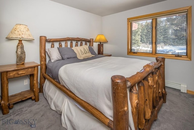 48042 Gallatin Rd, Big Sky, MT 59730 - carpeted bedroom featuring a baseboard heating unit and baseboards