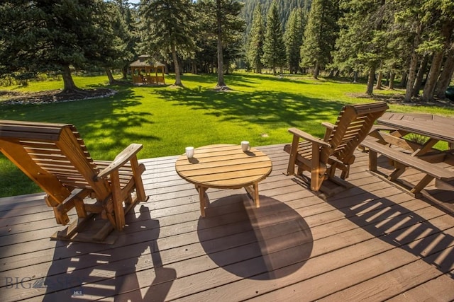 48042 Gallatin Rd, Big Sky, MT 59730 - wooden terrace with a gazebo and a yard