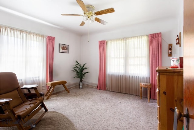 510 S Excelsior, Butte, MT 59701 - living area with healthy amount of natural light, carpet, ceiling fan, and baseboards