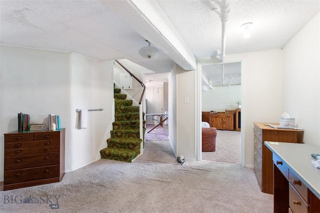 510 S Excelsior, Butte, MT 59701 - interior space featuring light carpet, a textured ceiling, and stairway