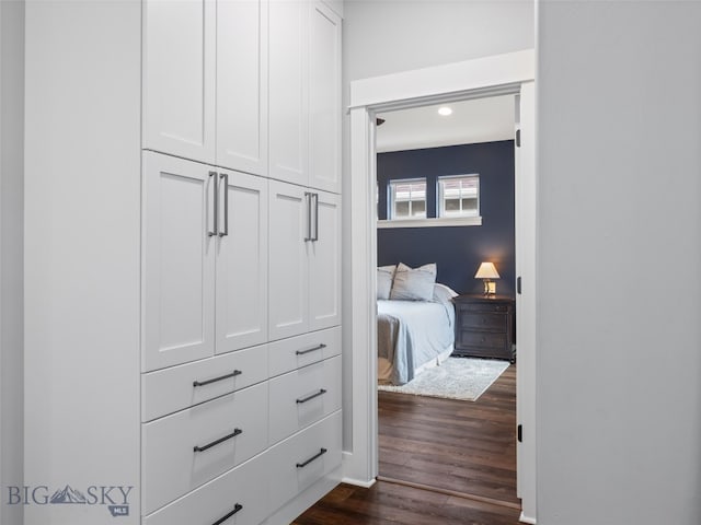 3171 Spring Ridge Dr, Bozeman, MT 59715 - corridor with dark wood-style flooring