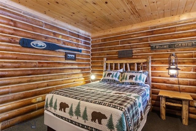 701 Bauer Ln Unit 2, Ennis, MT 59729 - bedroom featuring wooden ceiling and rustic walls