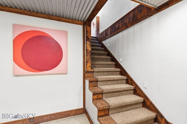3011 Goose Creek Rd, Bozeman, MT 59715 - stairway with baseboards