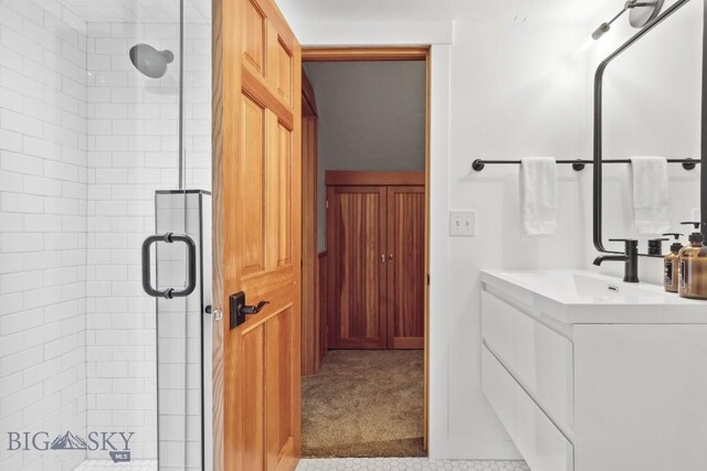 3011 Goose Creek Rd, Bozeman, MT 59715 - bathroom with a shower stall and vanity