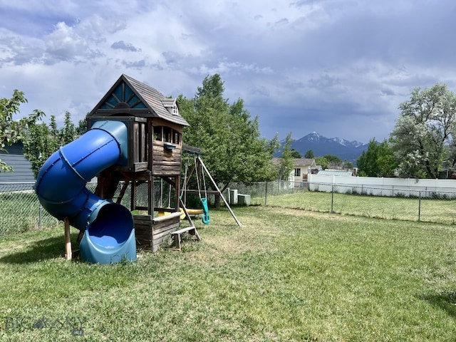 616 Comet, Livingston, MT 59047 - view of jungle gym with a mountain view