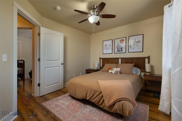 3650 Potosi St, Bozeman, MT 59718 - bedroom featuring wood finished floors and a ceiling fan