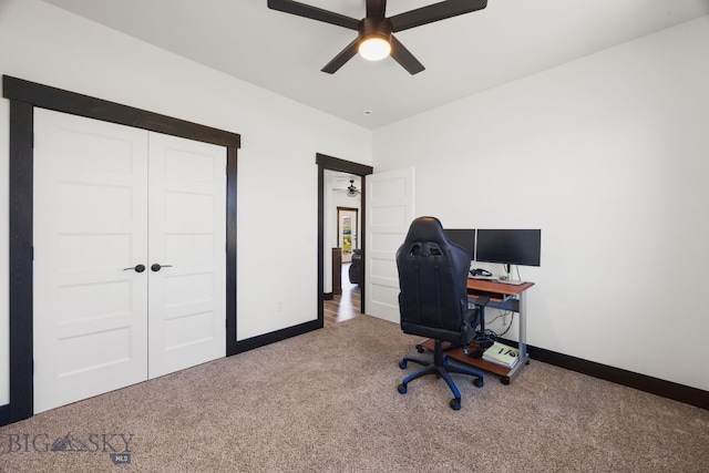 30 Blue Stem Way, Three Forks, MT 59752 - carpeted home office with ceiling fan and baseboards