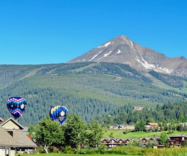 2225 Black Otter Rd Unit 23, Big Sky, MT 59716 - view of mountain background featuring a heavily wooded area