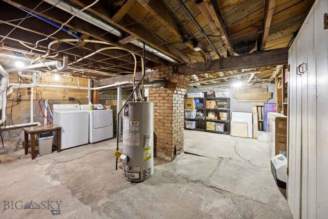 521 S Washington, Butte, MT 59701 - unfinished below grade area with gas water heater and independent washer and dryer