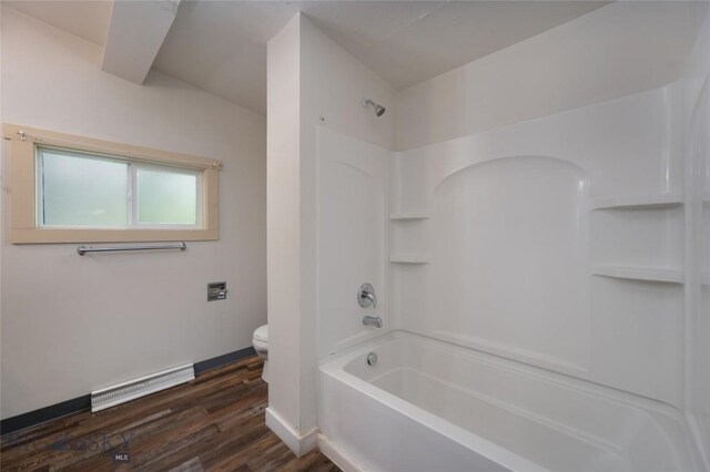 1109 S Willson, Bozeman, MT 59715 - bathroom featuring toilet, wood finished floors, bathing tub / shower combination, and baseboards
