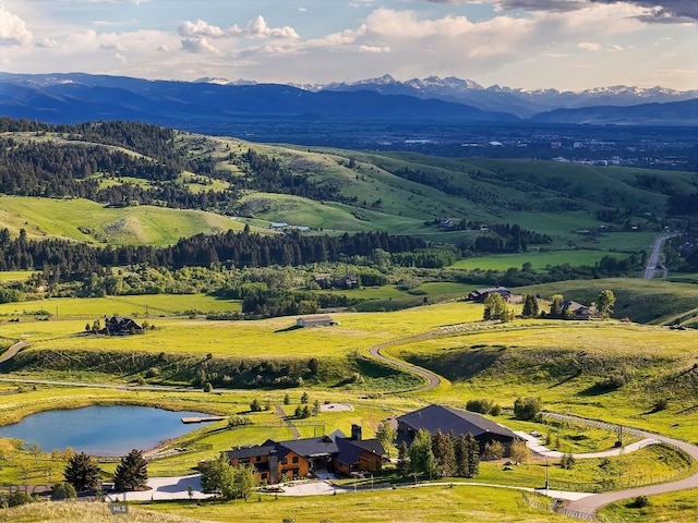 354 Brass Lantern Ct, Bozeman, MT 59715 - overview of rural landscape featuring a water and mountain view