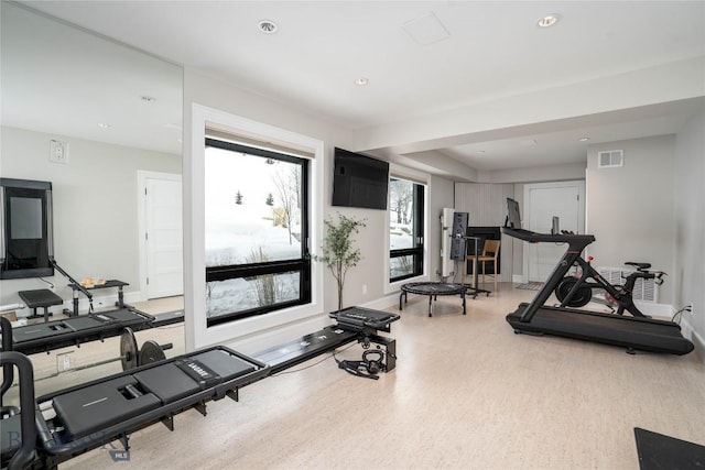 354 Brass Lantern Ct, Bozeman, MT 59715 - exercise room with wood finished floors, baseboards, and recessed lighting