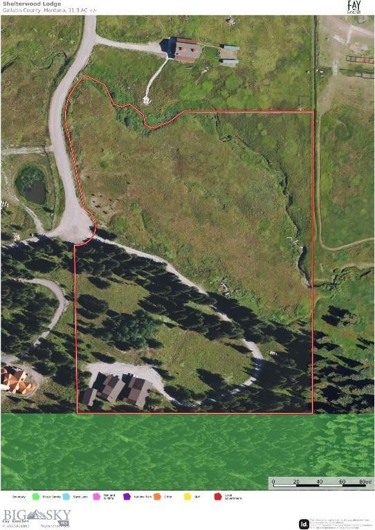 TBD Buttermilk Court, West Yellowstone, MT 59758 - aerial map of property and surrounding area with property boundaries highlighted