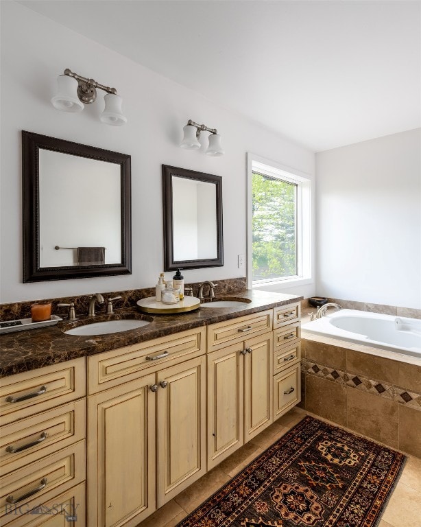 370 Star Ridge Rd, Bozeman, MT 59715 - full bathroom with tile patterned flooring, a bath, and double vanity