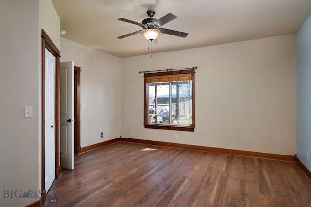 4364 Brookside Ln, Bozeman, MT 59718 - spare room with dark wood finished floors, a ceiling fan, and baseboards