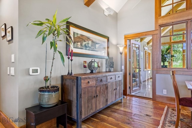 2594 Star Ridge Rd, Bozeman, MT 59715 - foyer entrance with dark wood-style flooring and lofted ceiling
