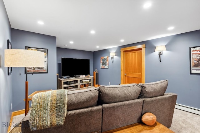 2594 Star Ridge Rd, Bozeman, MT 59715 - living area featuring recessed lighting, baseboard heating, and carpet floors
