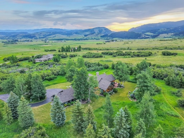 2594 Star Ridge Rd, Bozeman, MT 59715 - aerial view at dusk of a mountain view and a view of rural / pastoral area