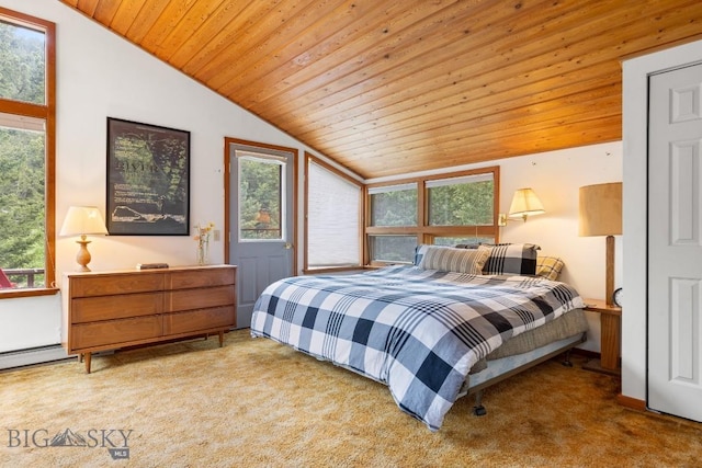 140 Luhn, Gallatin Gateway, MT 59730 - carpeted bedroom with lofted ceiling, wooden ceiling, and multiple windows