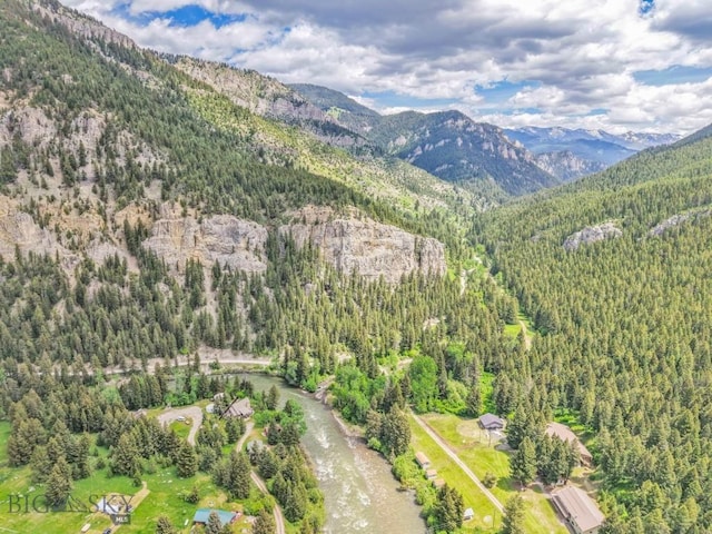 140 Luhn, Gallatin Gateway, MT 59730 - aerial view of property's location featuring a forest and a mountain backdrop