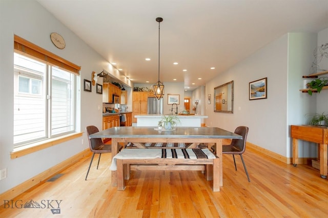 975 Jessie Way, Bozeman, MT 59715 - dining room with light wood-style floors, baseboards, and recessed lighting