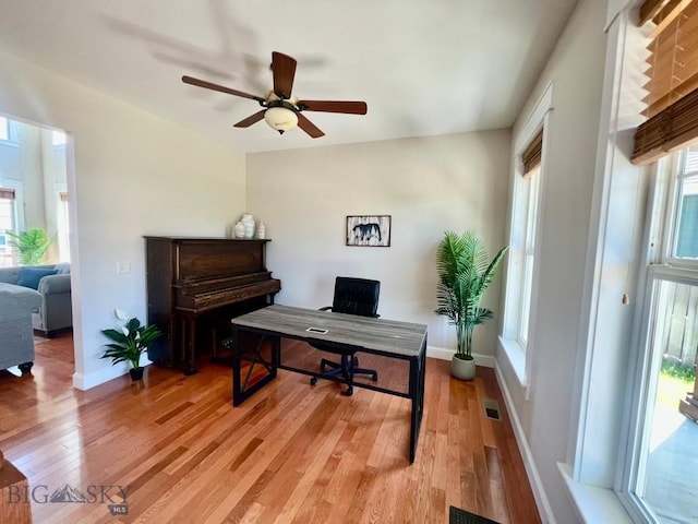 2475 Rose St, Bozeman, MT 59718 - home office with light wood-style floors and a ceiling fan