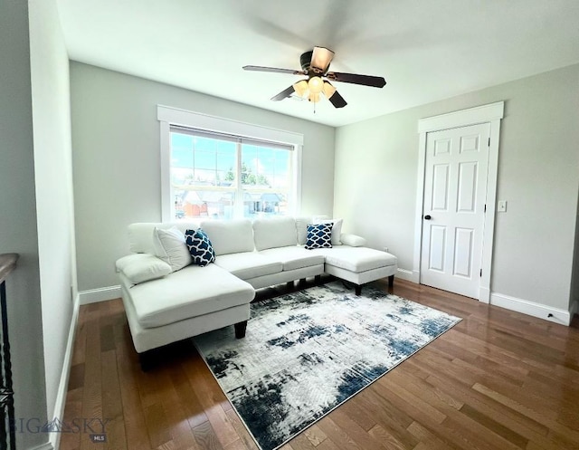 2475 Rose St, Bozeman, MT 59718 - living area with wood finished floors and a ceiling fan