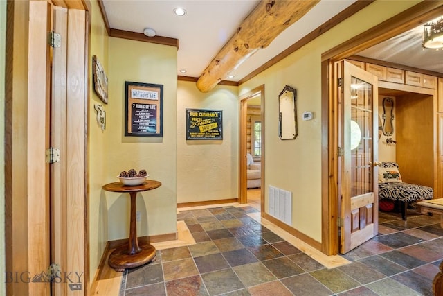1561/1563 Colorado Gulch Dr, Helena, MT 59601 - hallway featuring baseboards, dark stone finish floors, and recessed lighting