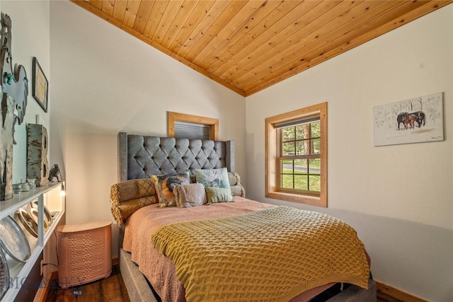 1561/1563 Colorado Gulch Dr, Helena, MT 59601 - bedroom featuring vaulted ceiling, wood finished floors, and wooden ceiling