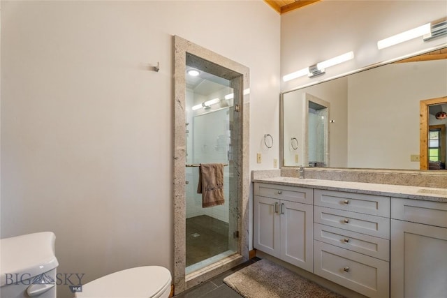 1561/1563 Colorado Gulch Dr, Helena, MT 59601 - bathroom with a shower stall, double vanity, and tile patterned floors