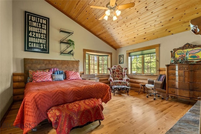 1561/1563 Colorado Gulch Dr, Helena, MT 59601 - bedroom featuring wood finished floors, log walls, high vaulted ceiling, and wooden ceiling