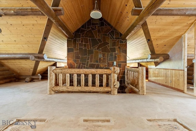 1380 Glacier View Dr, Deer Lodge, MT 59722 - unfurnished room with wooden ceiling and wood walls