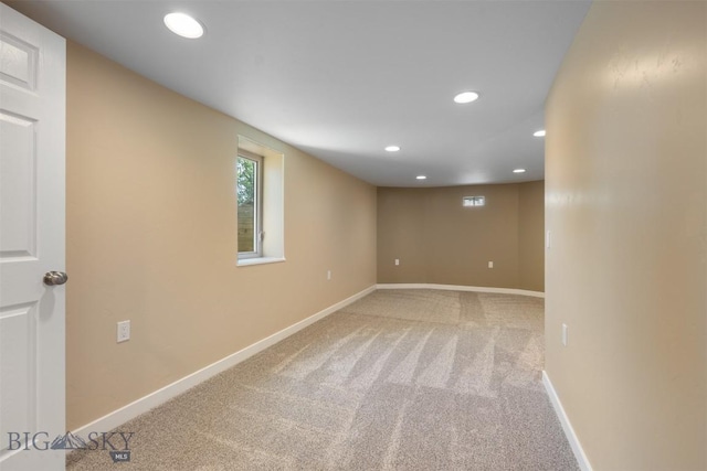 411 W 7th St, Anaconda, MT 59711 - below grade area featuring recessed lighting, light colored carpet, and baseboards