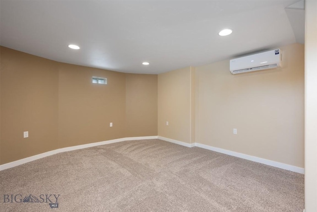 411 W 7th St, Anaconda, MT 59711 - finished basement featuring a wall mounted air conditioner, carpet, recessed lighting, and baseboards