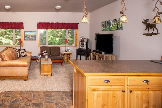 64370 Gallatin Rd, Gallatin Gateway, MT 59730 - living room featuring dark stone finish floors