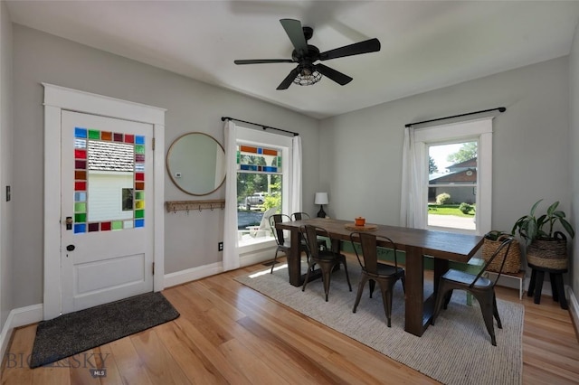 311 N 6th St, Manhattan, MT 59741 - dining area with light wood-style floors, healthy amount of natural light, and ceiling fan